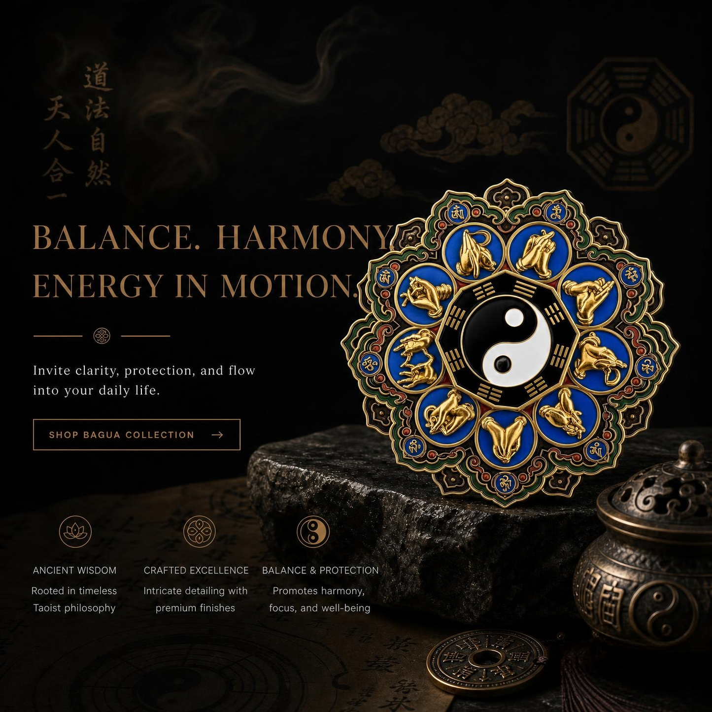 Bagua Nine-Character Mantra Protective Refrigerator Magnet