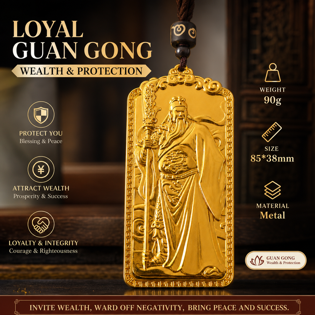Guan Yu Saint of War Gold Plaque | Business Success & Protection