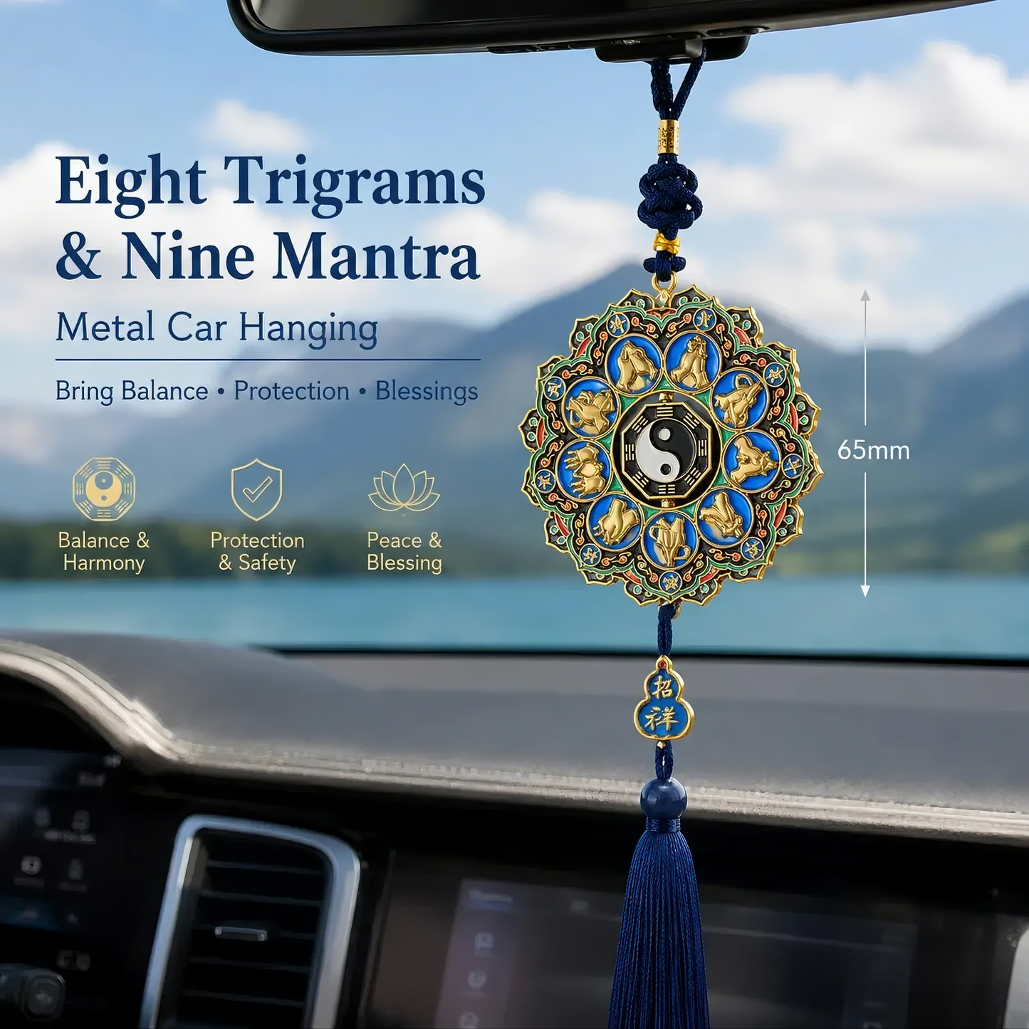 Bagua Nine-Character Mantra Protective Car Hanging Ornament