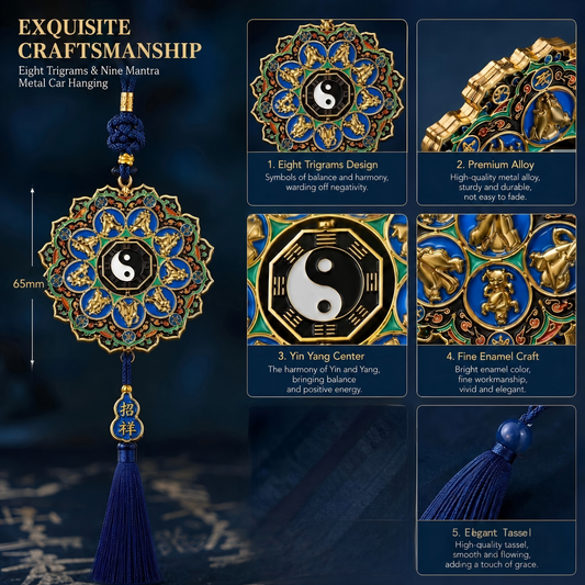 Bagua Nine-Character Mantra Protective Car Hanging Ornament